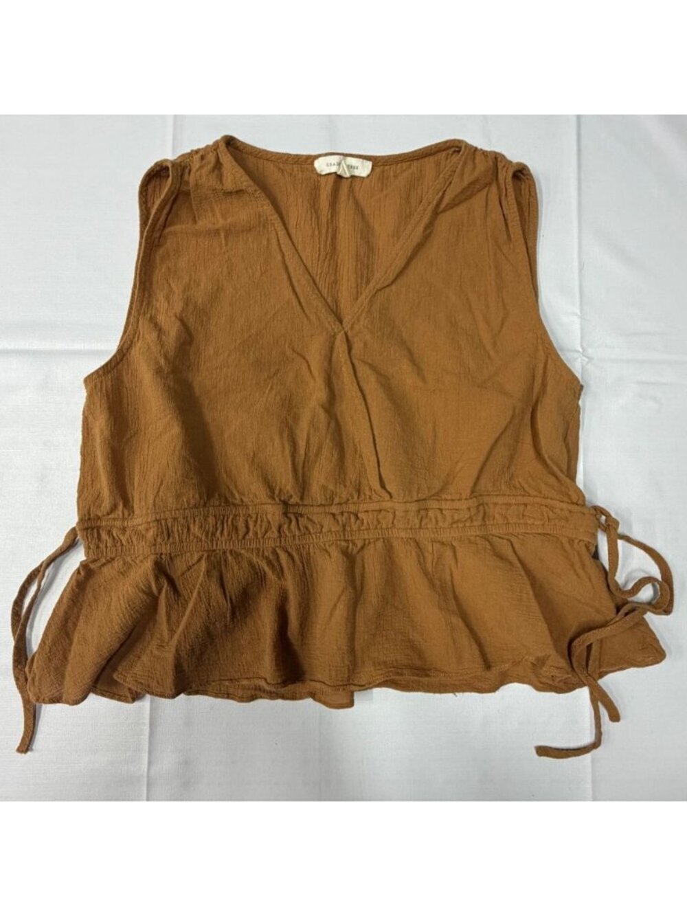 Grade & Gather V-neck tank top peplum blouse side drawstring cottagecore size XL